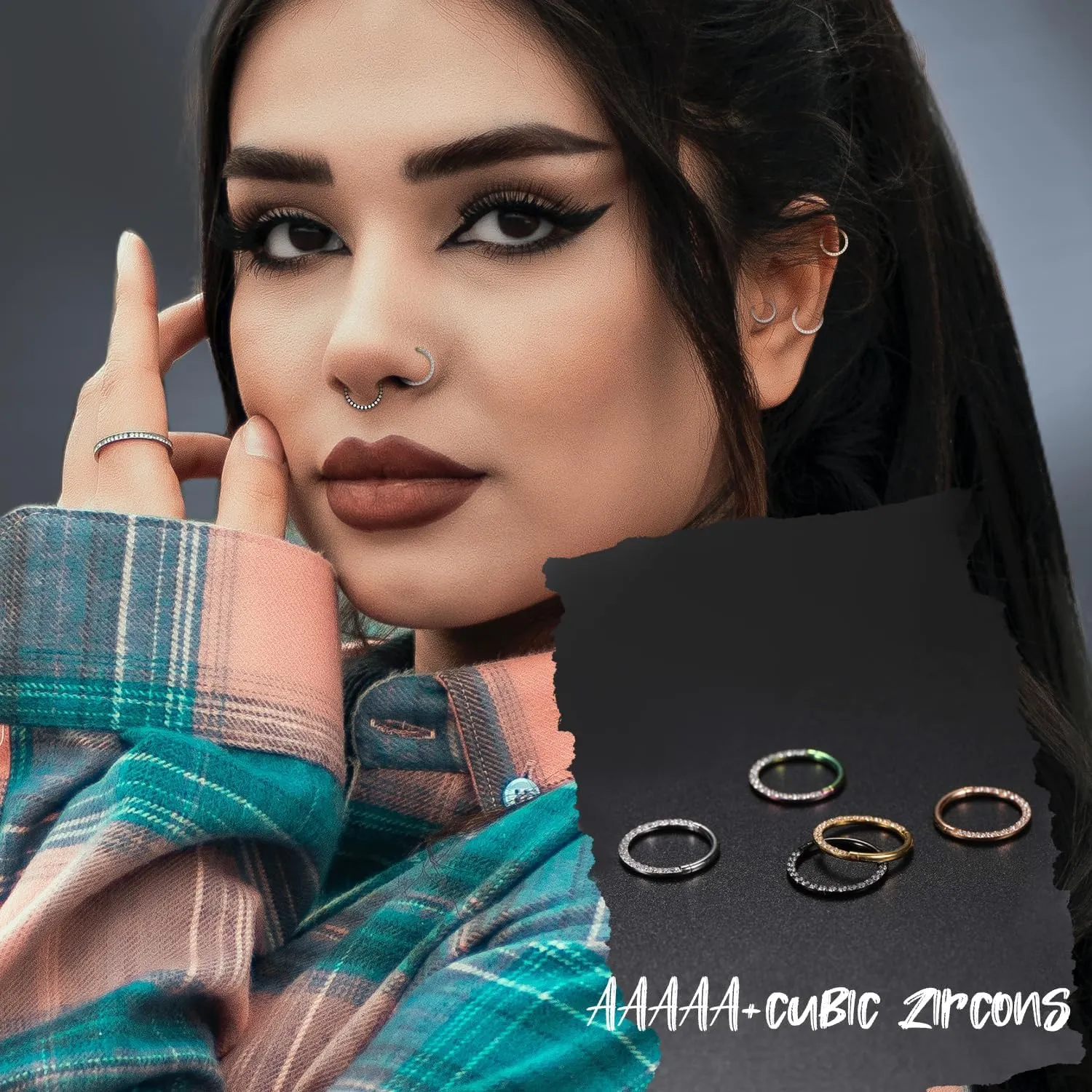 316L Stainless Steel Septum Jewelry Septum Rings 3PCS Seamless Clicker Ring 16G Septum Piercings Hinged Segment Nose Hoop Ring Daith Tragus Rook Cartilage Hoop Earring Helix Conch Piercing Jewelry