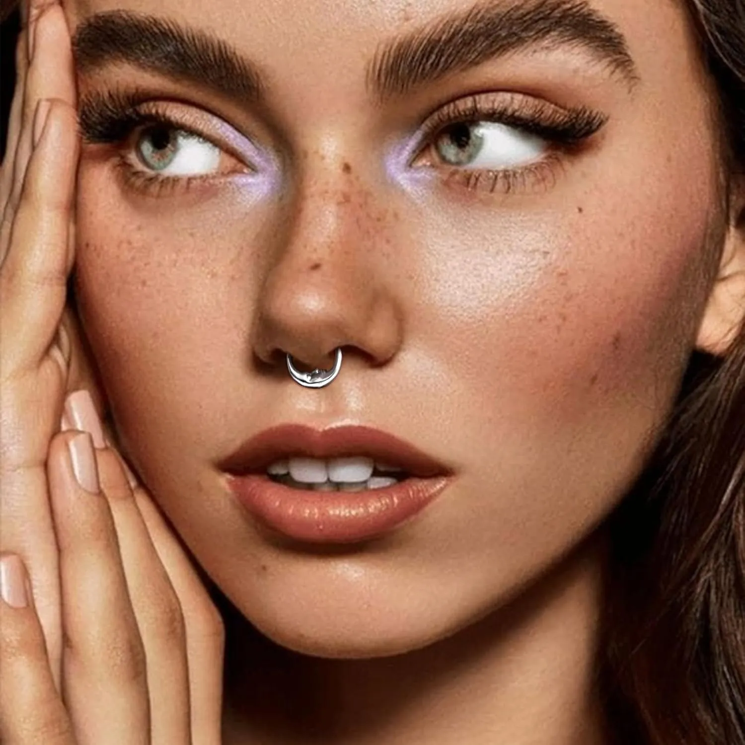 316L Stainless Steel Septum Rings, Segment Nose Rings for Women Men, Cartilage Clicker Earrings Hoop for Helix, Rook, Daith, Tragus Piercing Jewelry
