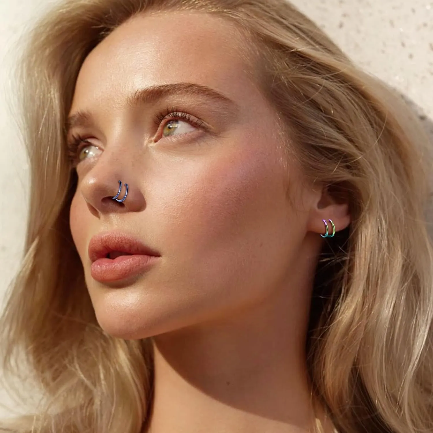 36PCS 6MM 8MM 10MM Nose Rings Hoops 316L Surgical Steel Small Hoop Cartilage Piercing for Women Men Colorful Lip Hoop Earrings Cubic Zirconia Nose Jewelry 20G Double Hoop Nose Ring
