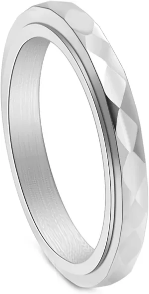 3mm Anxiety Ring for Women Men Silver Anxiety Stress Ring US Size 5 8 9 10 11 Wedding Band for Women Men Platinum Plated Jewelry Birthday Gifts