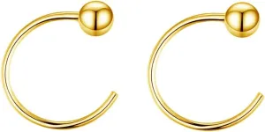 3mm Ball Half Small Hoop Studs Earrings for Cartilage Women Sensitive Ears Sterling Silver Gold Plated Huggie Cuff Wrap Earring Ear Piercing Cute Jewelry Hypoallergenic for Sensitive Ears