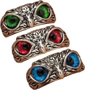3Pcs Demon Eye Owl Finger Ring Set Colorful Retro Open Adjustable Animal Statement Ring for Women Men Couple Jewelry