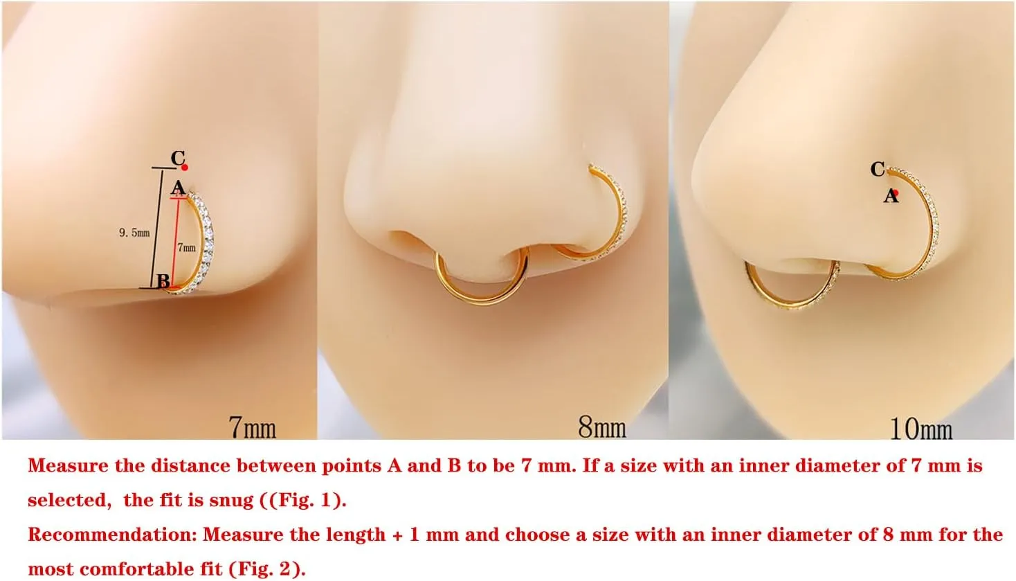 3Pcs Nose Rings Hoop 20G 18G 16G Surgical Steel Hinged Segment Rings Septum Jewelry Lip Ring Helix Conch cartilage earring for Women Girls Men 7mm 8mm 10mm