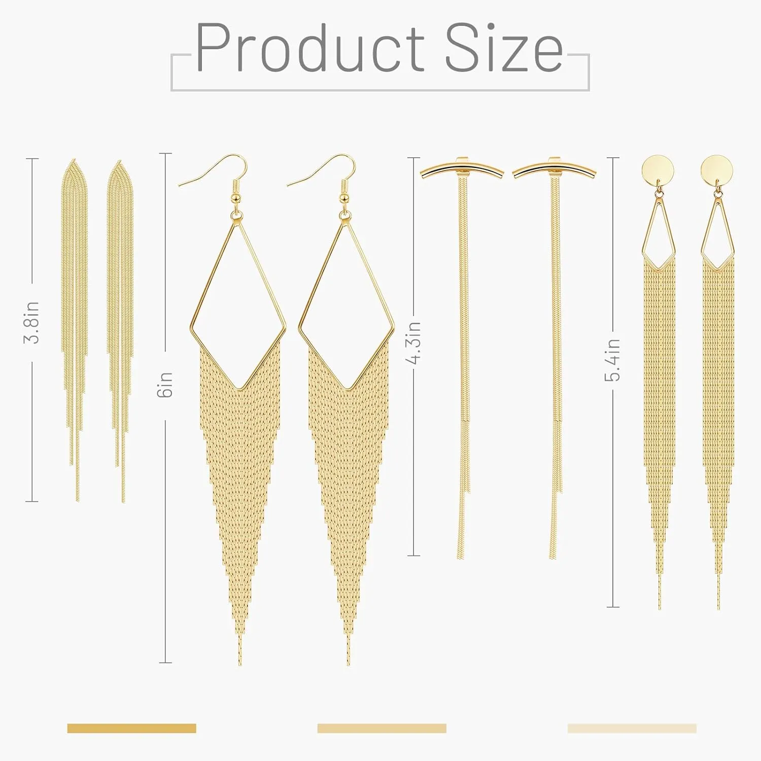 4 Pairs Long Tassel Dangle Drop Earrings women Metal Chain Earrings Fake Crystal Pearl Rhinestone Wedding Formal Jewelry