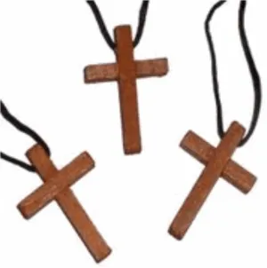 48 Count Wooden Cross Necklaces Vacation Bible School Party Favors Graduation Christian Gifts Easter 1.75" Cross On A 30" Cord Also For Men Women Teens
