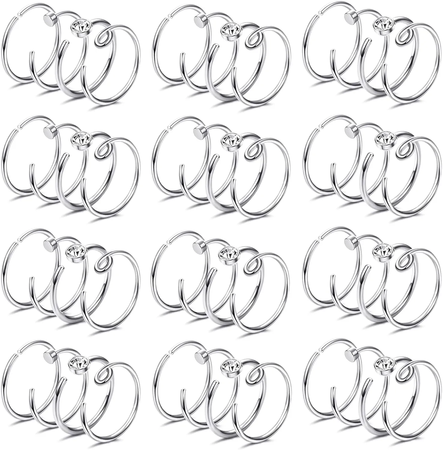 48Pcs Stainless Steel Nose Rings for Women 20G Nose Ring Hoop 316L Surgical Steel Nose Ring Mixed Colorful 20 Gauge Nose Ring Set Nose Piercing Jewelry 8MM/10MM