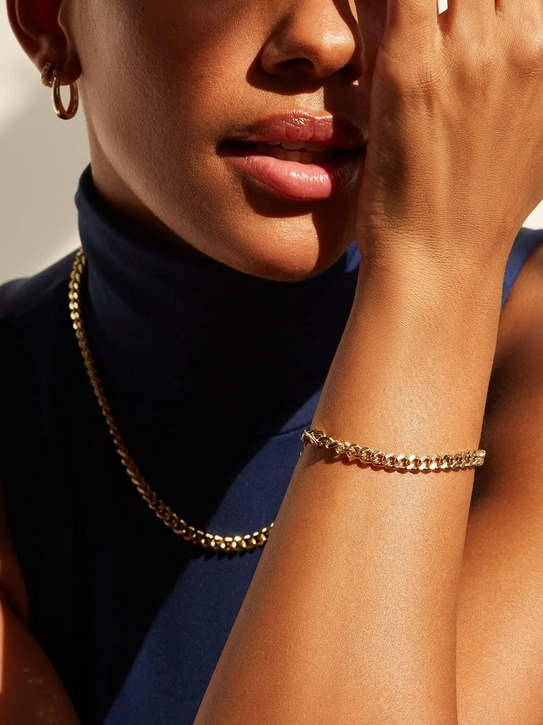 4mm 6mm Miami Cuban Link Chain 14K REAL Gold Plated 316L Stainless Steel Solid Necklace Bracelet for Womens Mens(Double Safety Clasp, Custom Box and Pouch Packing, Christmas Gift)