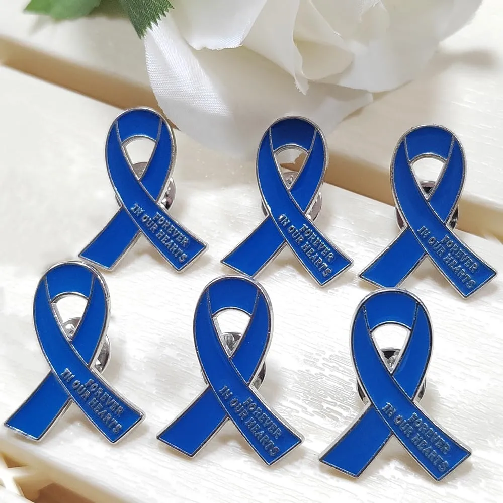 50 Pcs Memorial Ribbon Pins Funeral Metal Pins Forever In Our Hearts For Funeral Mourning Event
