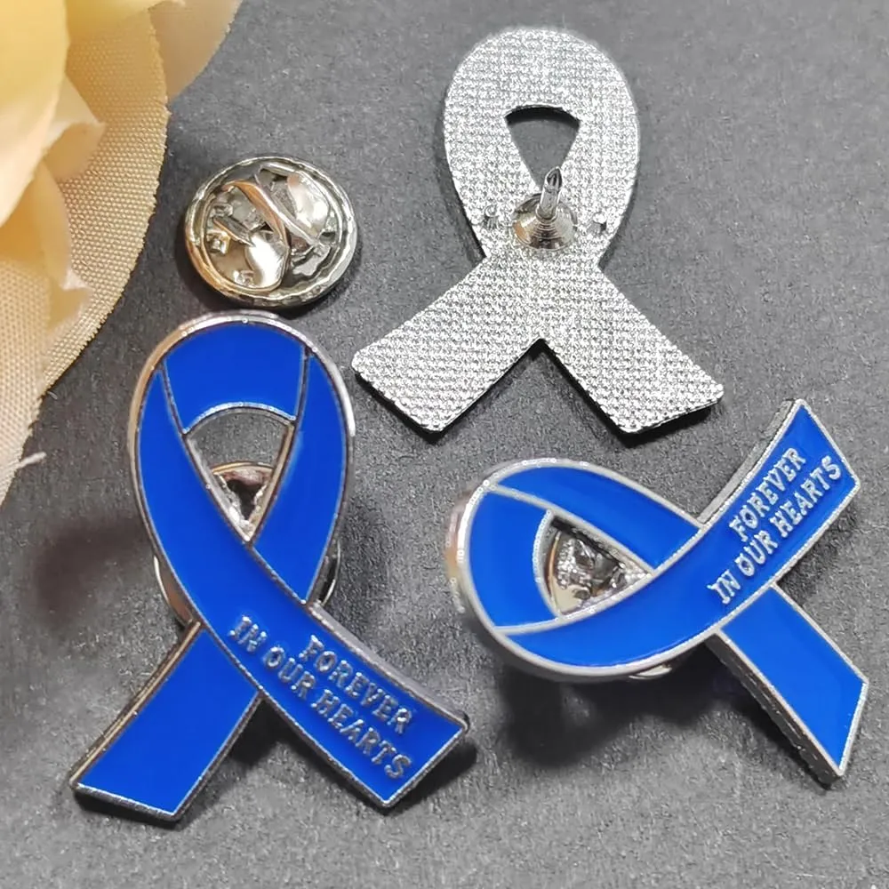 50 Pcs Memorial Ribbon Pins Funeral Metal Pins Forever In Our Hearts For Funeral Mourning Event