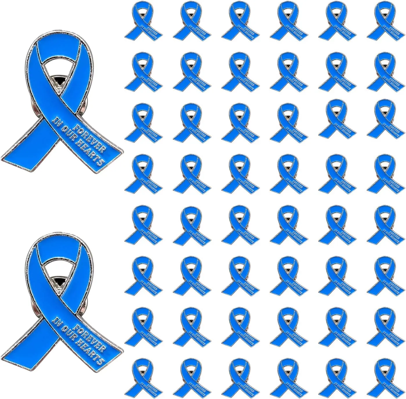 50 Pcs Memorial Ribbon Pins Funeral Metal Pins Forever In Our Hearts For Funeral Mourning Event