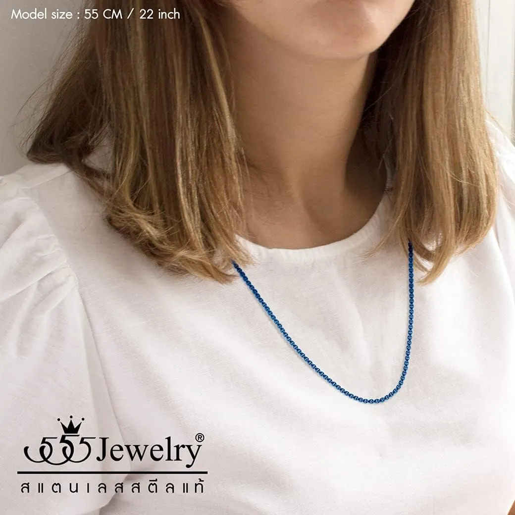 555Jewelry 2.5mm Stainless Steel Box Chain Necklace for Men & Women, 16-28 Inch