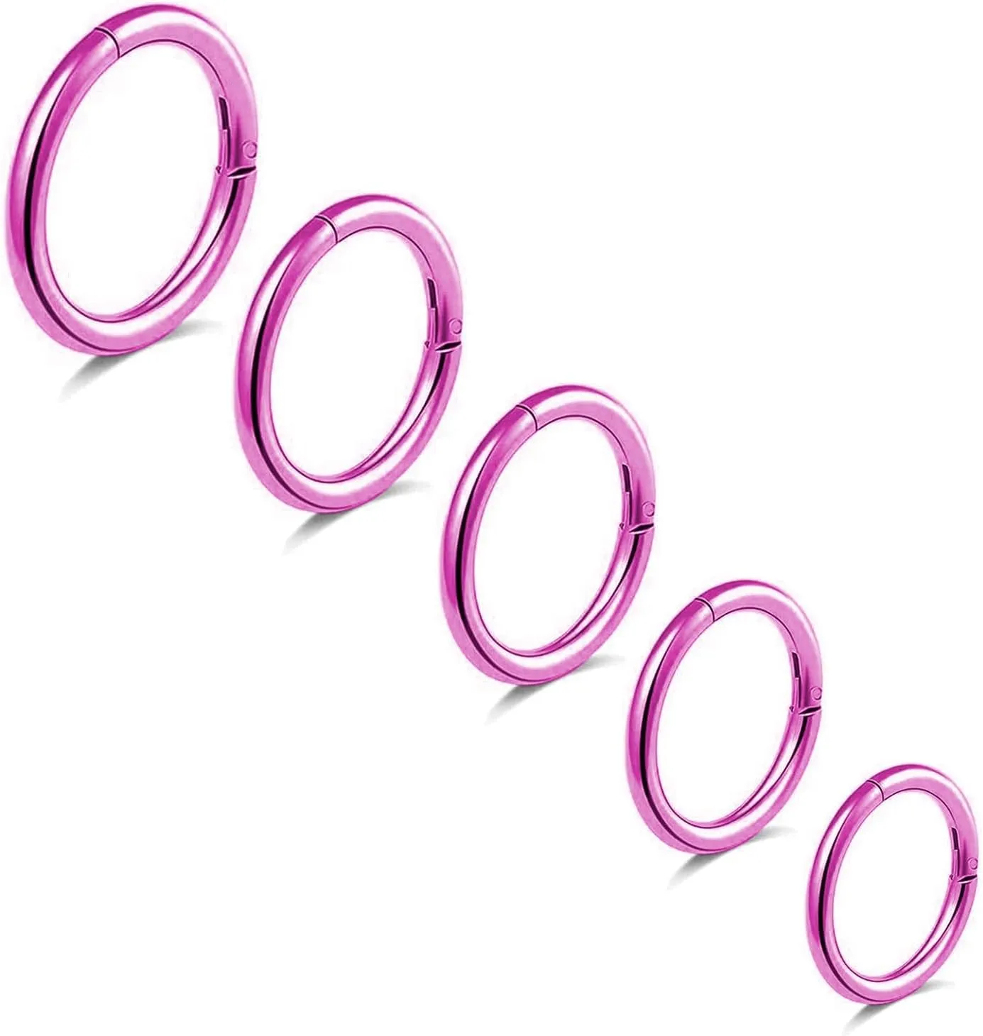 5Pcs G23 Titanium Nose Rings 16G/18G/20G Hinged Clicker Segment Nose Rings Hoop Lip Septum rings Multi-Color Tragus Cartilage Sleeper Earrings 6mm 7mm 8mm 9mm 10mm Hypoallergenic Nose Rings for Women Men