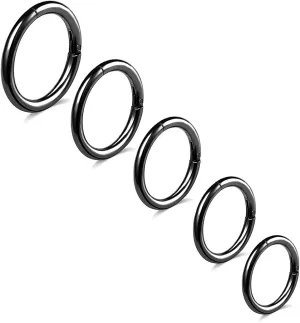 5Pcs G23 Titanium Nose Rings 16G/18G/20G Hinged Clicker Segment Nose Rings Hoop Lip Septum rings Multi-Color Tragus Cartilage Sleeper Earrings 6mm 7mm 8mm 9mm 10mm Hypoallergenic Nose Rings for Women Men