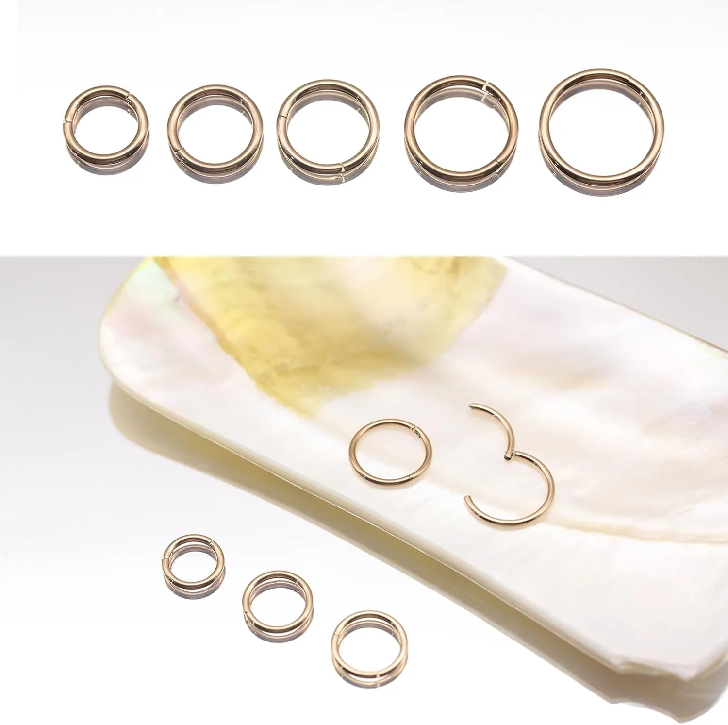 5Pcs G23 Titanium Nose Rings 16G/18G/20G Hinged Clicker Segment Nose Rings Hoop Lip Septum rings Multi-Color Tragus Cartilage Sleeper Earrings 6mm 7mm 8mm 9mm 10mm Hypoallergenic Nose Rings for Women Men