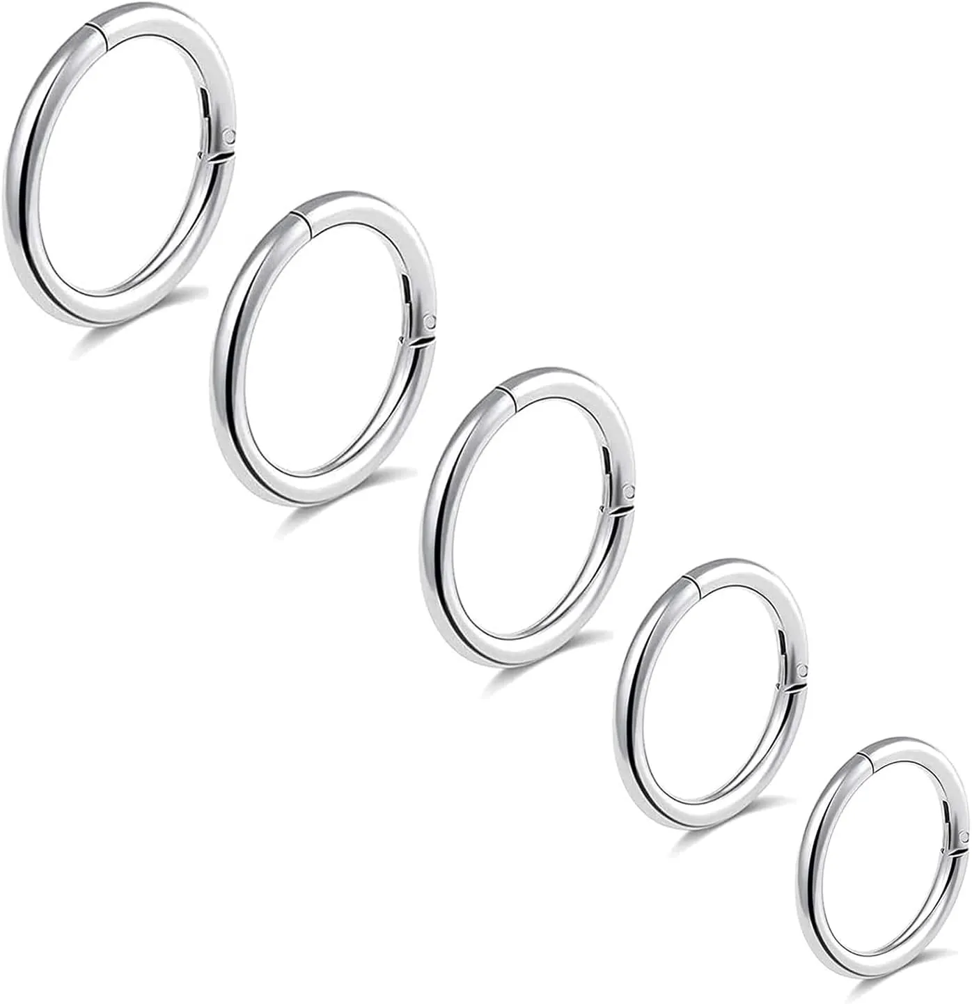 5Pcs G23 Titanium Nose Rings 16G/18G/20G Hinged Clicker Segment Nose Rings Hoop Lip Septum rings Multi-Color Tragus Cartilage Sleeper Earrings 6mm 7mm 8mm 9mm 10mm Hypoallergenic Nose Rings for Women Men