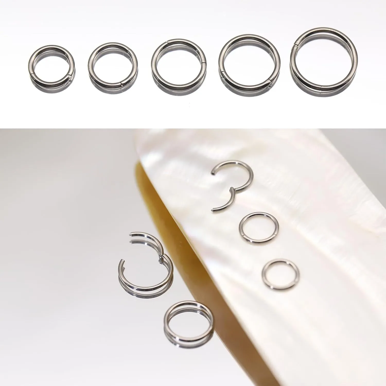 5Pcs G23 Titanium Nose Rings 16G/18G/20G Hinged Clicker Segment Nose Rings Hoop Lip Septum rings Multi-Color Tragus Cartilage Sleeper Earrings 6mm 7mm 8mm 9mm 10mm Hypoallergenic Nose Rings for Women Men