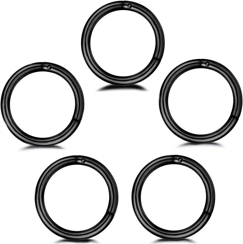 5Pcs Stainless Steel 16G 18G Sleeper Hoop Earrings for Women Men Septum Hinged Clicker Nose Lip Ring Helix Daith Cartilage Tragus Piercings Tiny Small Huggie Hoops Hypoallergenic Sensitive Ears Jewelry