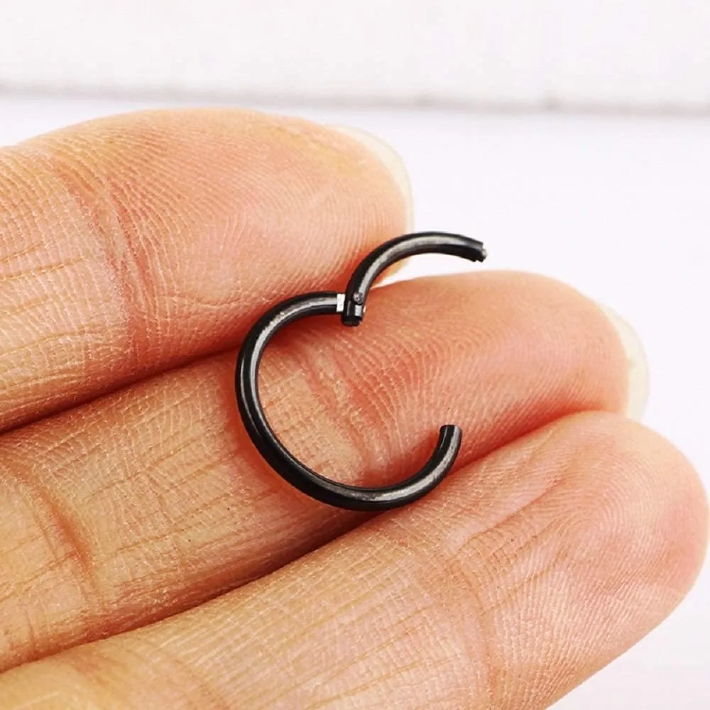 5Pcs Stainless Steel 16G 18G Sleeper Hoop Earrings for Women Men Septum Hinged Clicker Nose Lip Ring Helix Daith Cartilage Tragus Piercings Tiny Small Huggie Hoops Hypoallergenic Sensitive Ears Jewelry