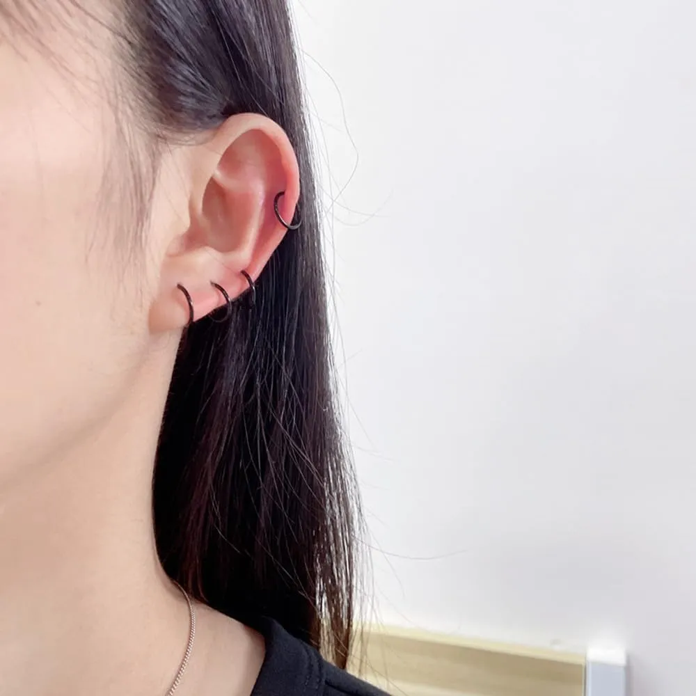 5Pcs Stainless Steel 16G 18G Sleeper Hoop Earrings for Women Men Septum Hinged Clicker Nose Lip Ring Helix Daith Cartilage Tragus Piercings Tiny Small Huggie Hoops Hypoallergenic Sensitive Ears Jewelry
