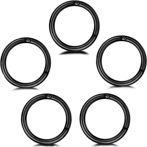 5Pcs Stainless Steel 16G 18G Sleeper Hoop Earrings for Women Men Septum Hinged Clicker Nose Lip Ring Helix Daith Cartilage Tragus Piercings Tiny Small Huggie Hoops Hypoallergenic Sensitive Ears Jewelry