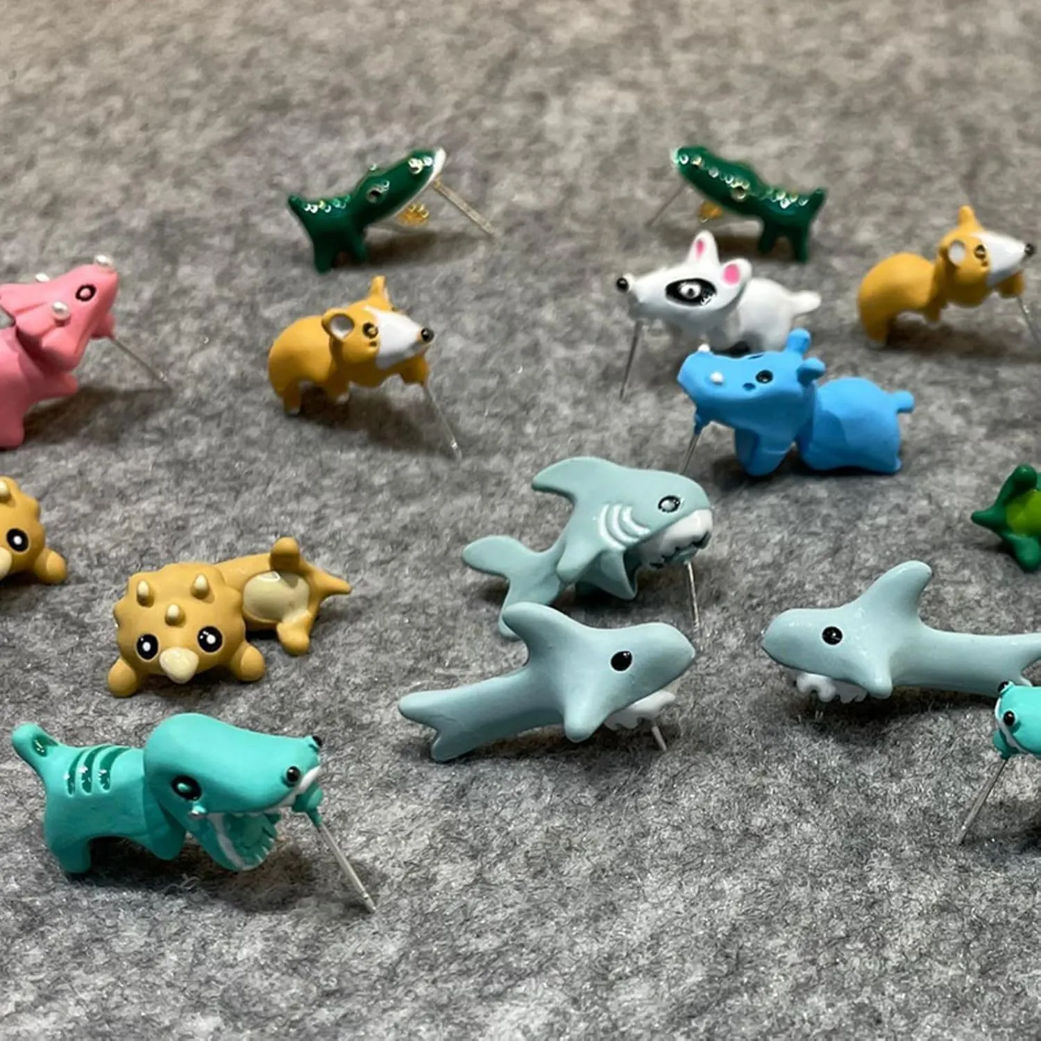 6 Pairs Cute Animal Bite Earrings for Women Dinosaur Hot Balloon Dog Stud Earrings 3D Polymer Clay Earrings Handmade Cartoon Small Animal Earrings Set Animal Biting Earrings Jewelry