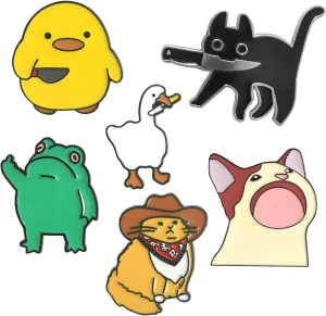 6 Pcs Funny Enamel Pins - Cute Cool Metal Brooch Pins for Backpacks, Hats, Bags, Jackets, Lanyards - Novelty Gifts for Adults, Teens, Women, Men.