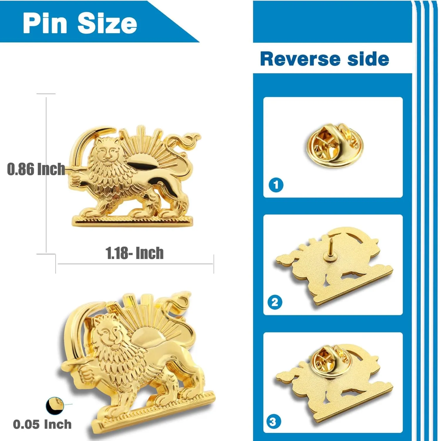 6/12/50/Pcs Persia Iran Flag Lapel pins Bulk Metal Old Persian Iranian Lion Sun and Crown pin Souvenir Series Gifts