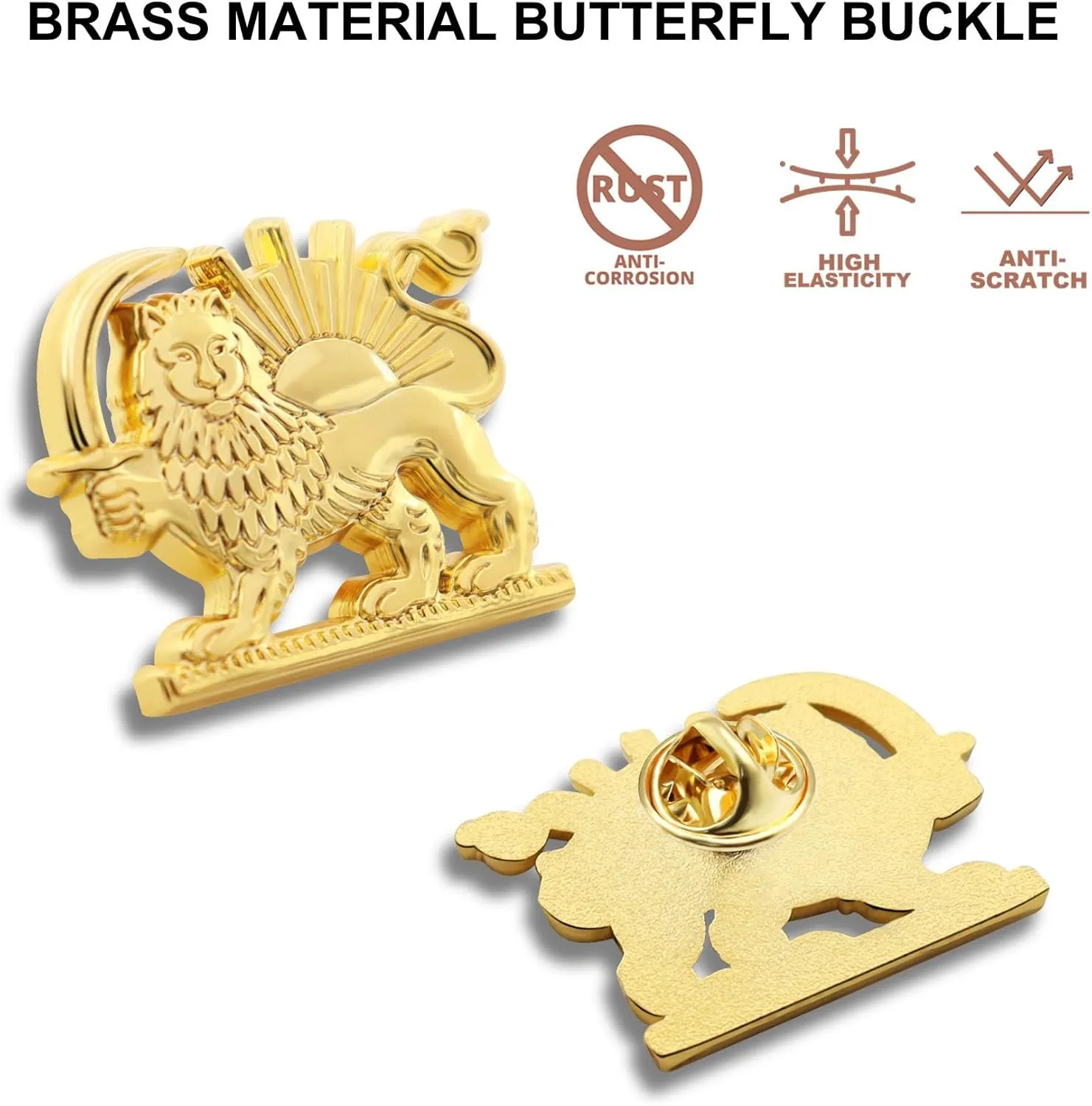 6/12/50/Pcs Persia Iran Flag Lapel pins Bulk Metal Old Persian Iranian Lion Sun and Crown pin Souvenir Series Gifts