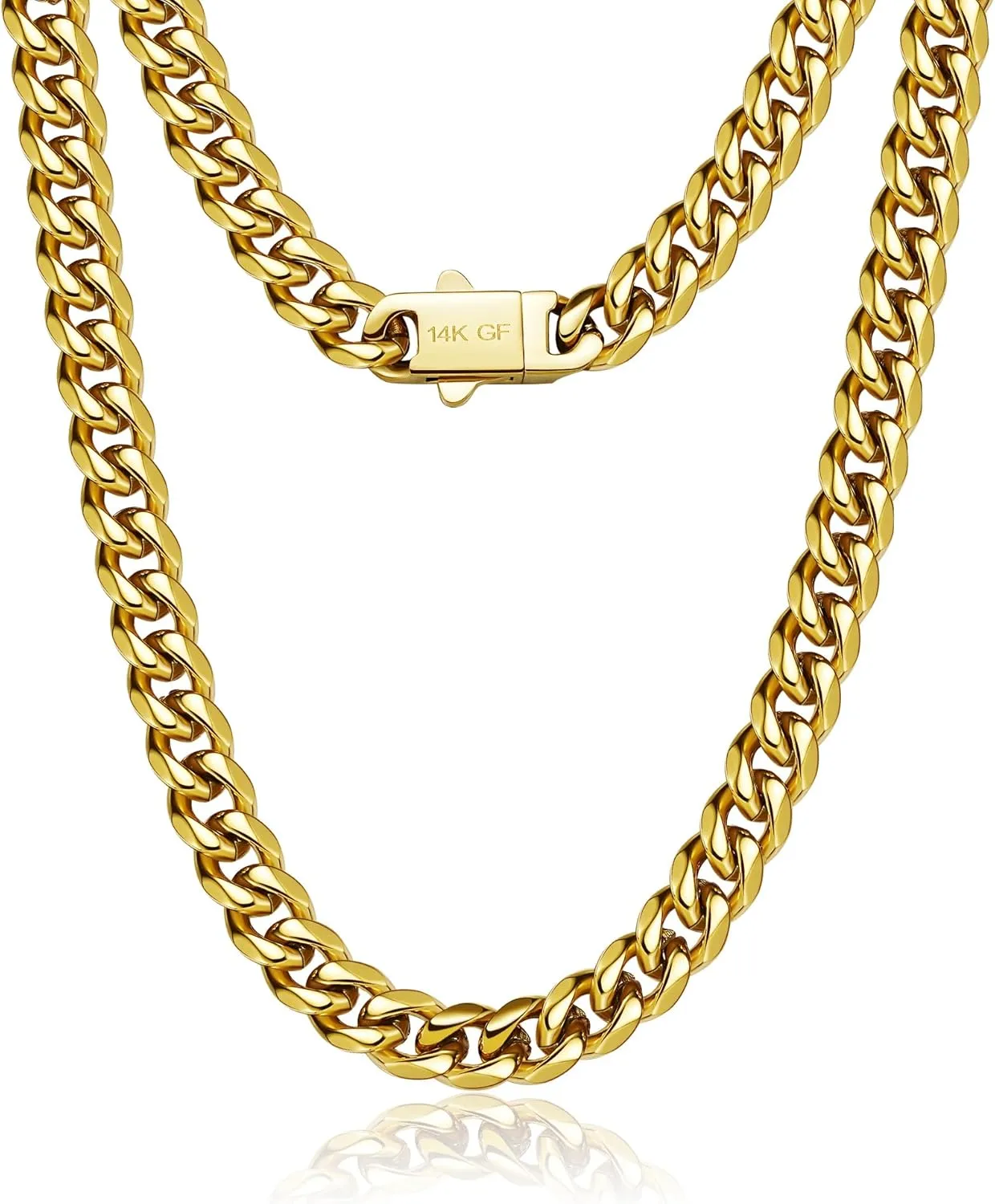 7mm Silver Chain for Men Miami Cuban Link Mens Chain,925 Sterling Silver/14K Gold Plated and 316L Stainless Steel Silver/Gold Chains for Men Necklace