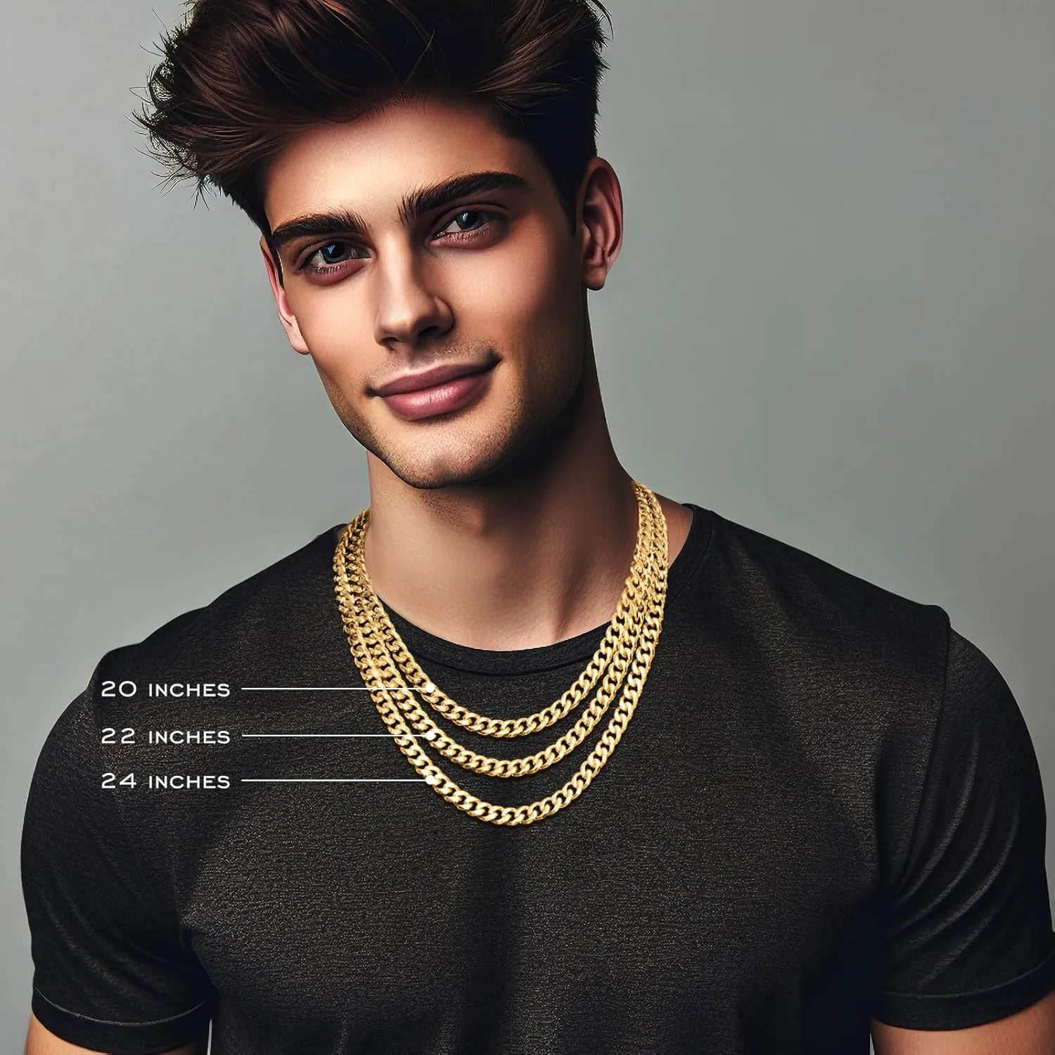 7mm Silver Chain for Men Miami Cuban Link Mens Chain,925 Sterling Silver/14K Gold Plated and 316L Stainless Steel Silver/Gold Chains for Men Necklace