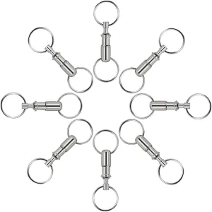 8Pcs/set Upgraded Quick Release Keychain, Uning Detachable Pull Apart Key Rings Keychains Snap Lock Holder Convenient Accessory (Silver)