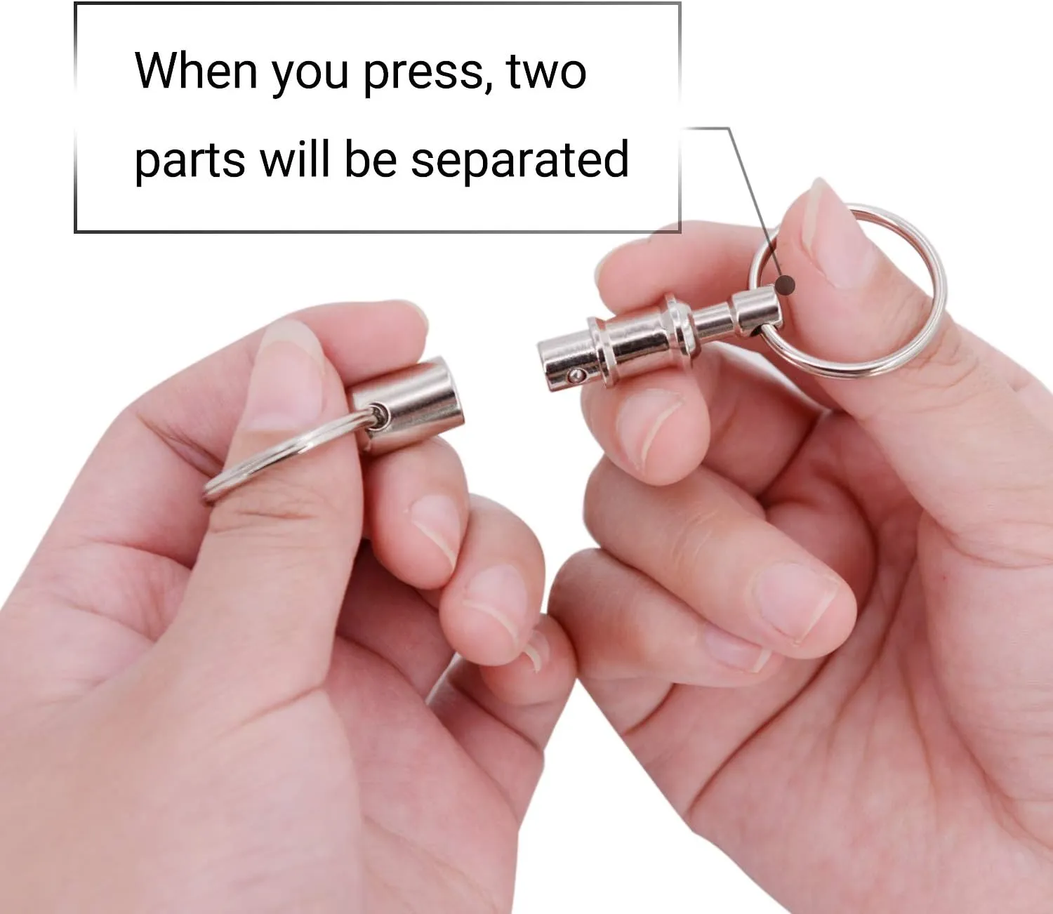 8Pcs/set Upgraded Quick Release Keychain, Uning Detachable Pull Apart Key Rings Keychains Snap Lock Holder Convenient Accessory (Silver)
