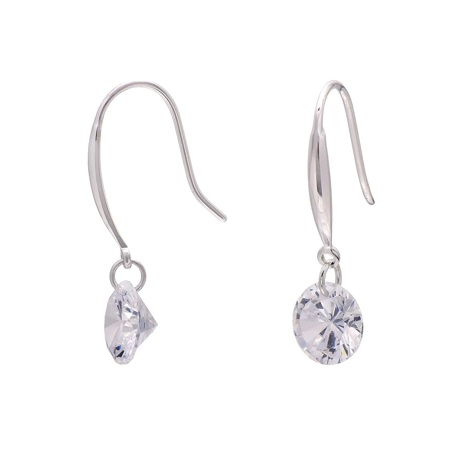 925 Sterling Silver 3ct Diamond Imitation Cubic Zirconia Crystal Dangling Earrings, White