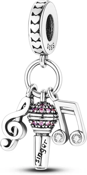 925 Sterling Silver Charms Beads for Bracelets Necklaces, Airplane Passport Sister Heart Coffee Music Book Travel Pendant, Pink Color Cute Animal Jewelry Graduation Birth Gifts for Women Men