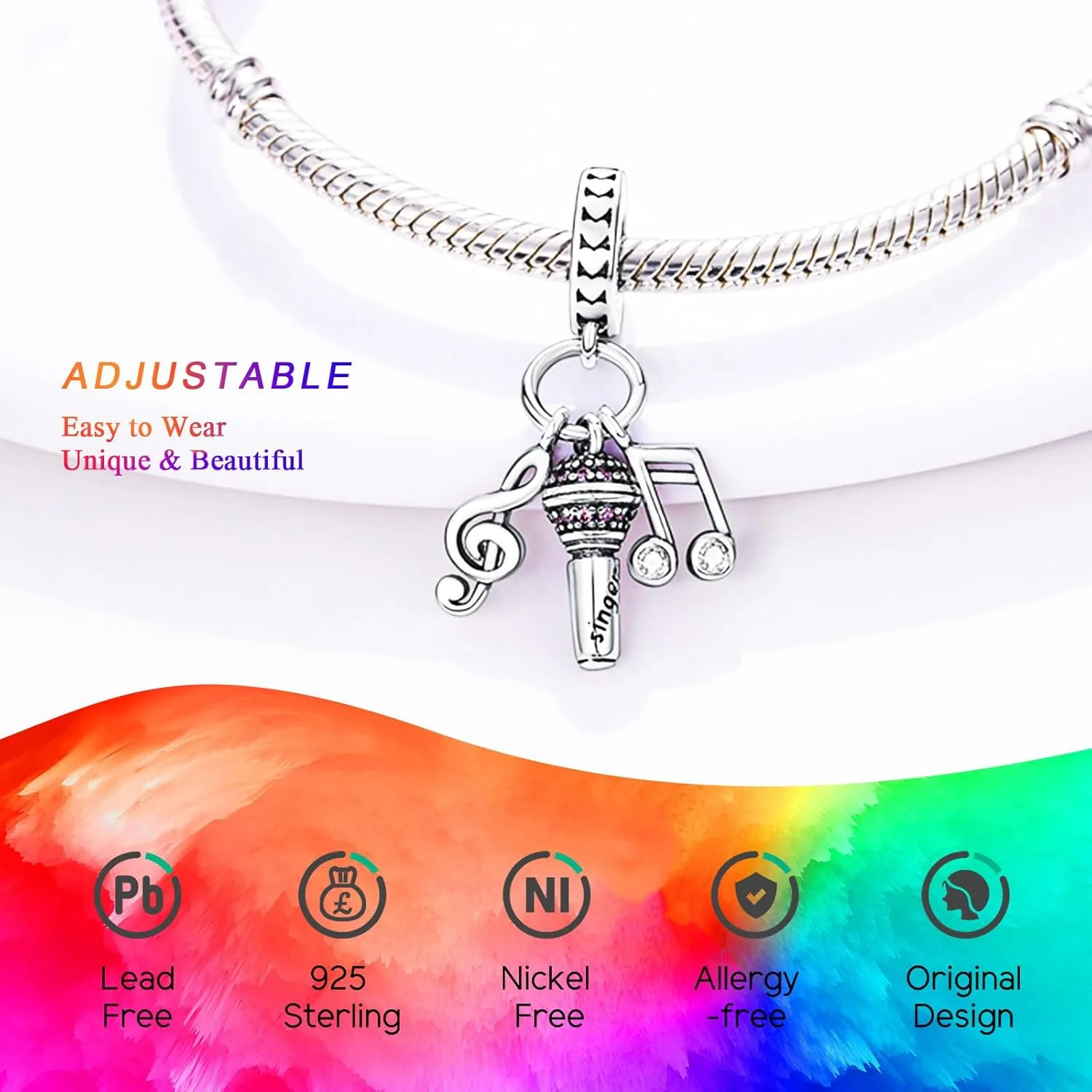 925 Sterling Silver Charms Beads for Bracelets Necklaces, Airplane Passport Sister Heart Coffee Music Book Travel Pendant, Pink Color Cute Animal Jewelry Graduation Birth Gifts for Women Men