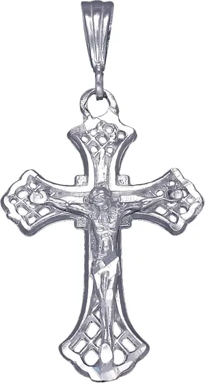 925 Sterling Silver Cross with Jesus Pendant Necklace with Diamond-Cut and Chain