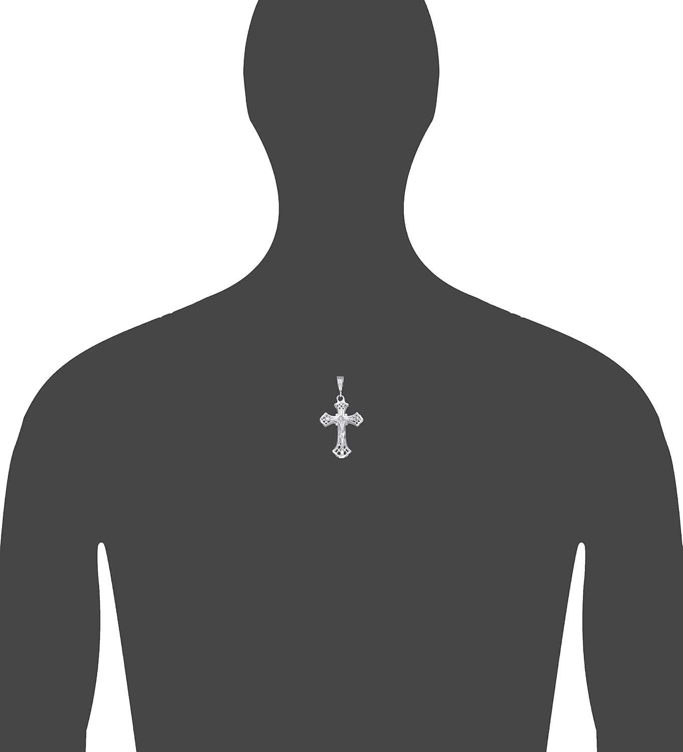925 Sterling Silver Cross with Jesus Pendant Necklace with Diamond-Cut and Chain