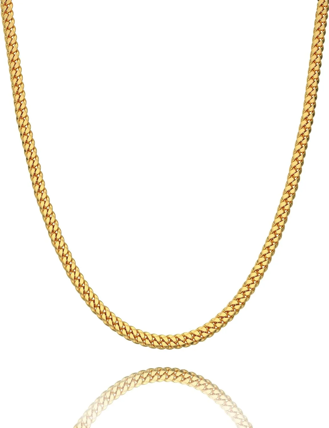 925 Sterling Silver Cuban Chain Lobster Clasp 3mm 4mm 5mm 18K Gold Cuban Link Curb Chain Necklace for Women Men Diamond Cut 16-30 Inches