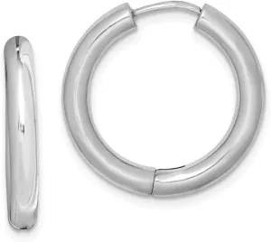 925 Sterling Silver Hinged Tube Hoop Huggie Earrings - 21mm x 20mm