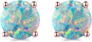 925 Sterling Silver Hypoallergenic Opal Stud Earrings, Opal October Birthstone Earrings for Women
