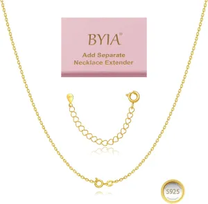 925 Sterling Silver Necklace - 1.1mm Unisex Chain with Independent Adjustable 2'' Necklace Extender, Diamond Cut Cable Chain for Women and Men, Hypoallergenic