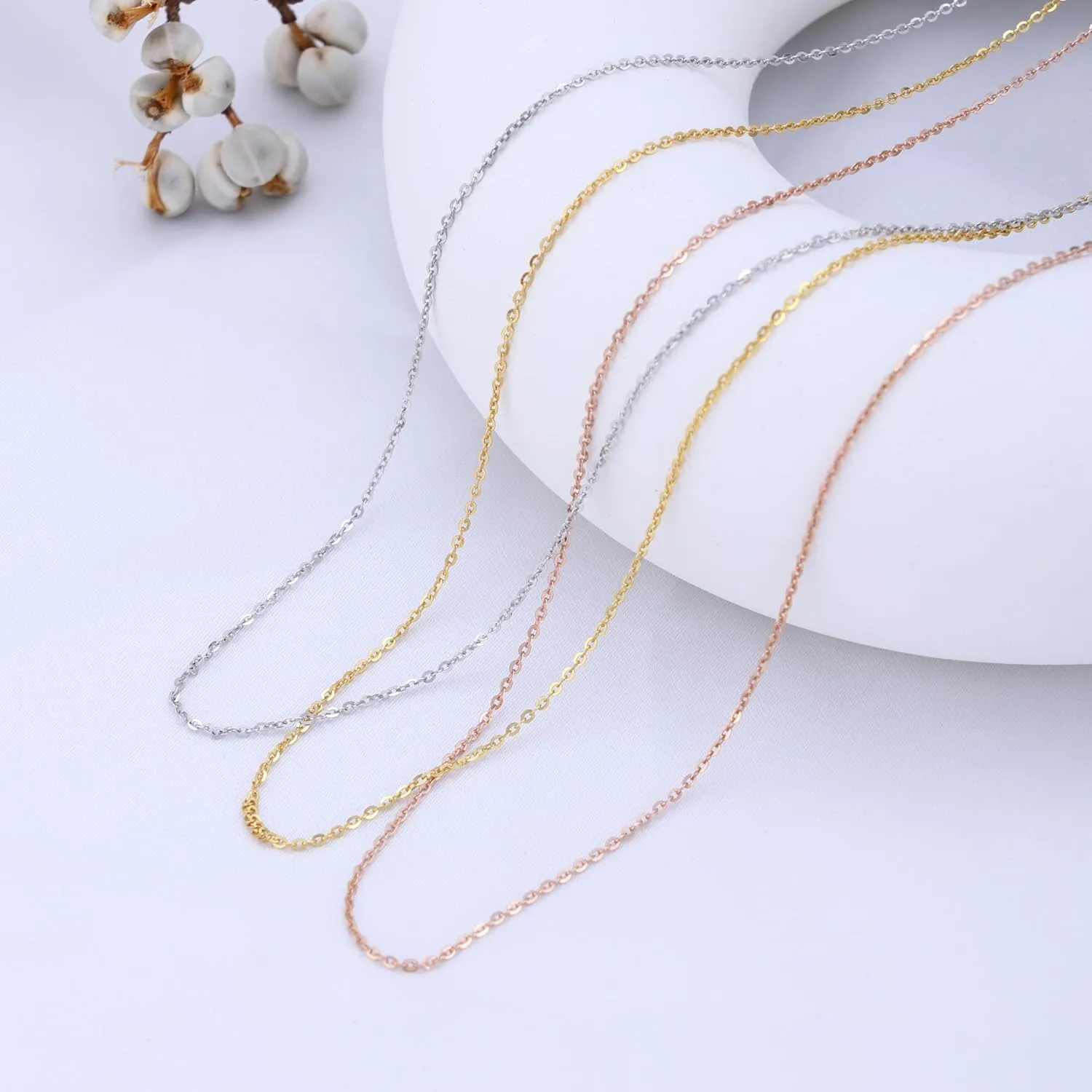 925 Sterling Silver Necklace - 1.1mm Unisex Chain with Independent Adjustable 2'' Necklace Extender, Diamond Cut Cable Chain for Women and Men, Hypoallergenic