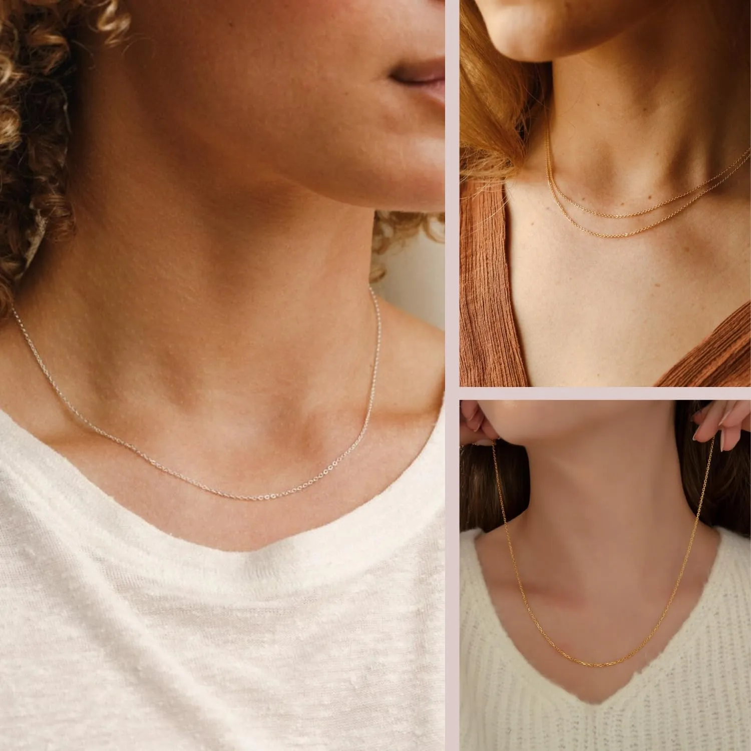 925 Sterling Silver Necklace - 1.1mm Unisex Chain with Independent Adjustable 2'' Necklace Extender, Diamond Cut Cable Chain for Women and Men, Hypoallergenic