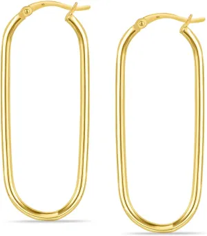 925 Sterling Silver Post Oval Hoop Earrings for Women | 18K Gold-Plated Large Hoops Earring-53mm