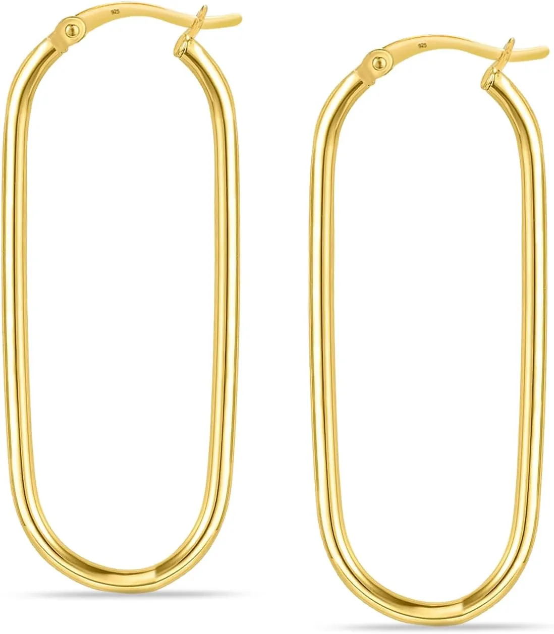 925 Sterling Silver Post Oval Hoop Earrings for Women | 18K Gold-Plated Large Hoops Earring-53mm