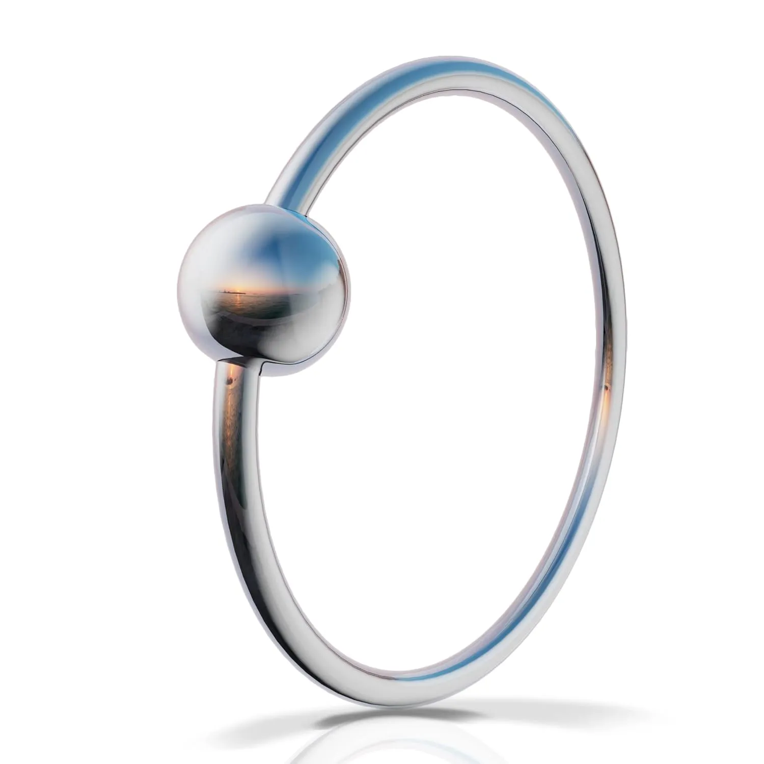 925 Sterling Silver Small Ball Bead Cartilage Earrings -20 Gauge Nose Hoop Handmade Jewelry, 7mm Helix Tragus Ring Lip Nose Body Piercing for Women Men Girls