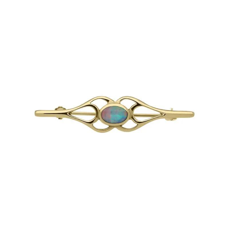 9ct Yellow Gold Opal Pierced Spoon Brooch