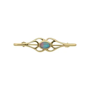 9ct Yellow Gold Opal Pierced Spoon Brooch