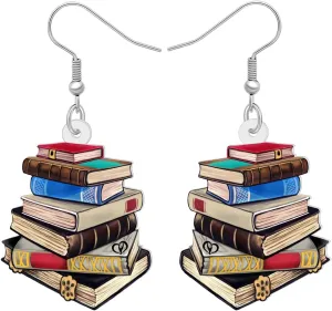 Acrylic Book Earrings Dangle Back to School Teacher Jewelry Book Lovers Gifts for Readers Librarian Women