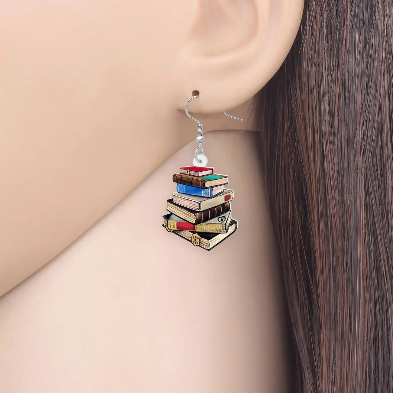 Acrylic Book Earrings Dangle Back to School Teacher Jewelry Book Lovers Gifts for Readers Librarian Women